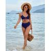 imageBlooming Jelly Womens High Waisted Bikini Set Tie Knot High Rise Two Piece Swimsuits Bathing SuitsNavy