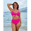 imageBlooming Jelly Womens High Waisted Bikini Set Tie Knot High Rise Two Piece Swimsuits Bathing SuitsNeon Hot Pink