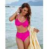 imageBlooming Jelly Womens High Waisted Bikini Set Tie Knot High Rise Two Piece Swimsuits Bathing SuitsNeon Hot Pink