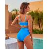 imageBlooming Jelly Womens High Waisted Bikini Set Tie Knot High Rise Two Piece Swimsuits Bathing SuitsNew Colorblock Blue