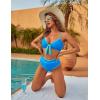 imageBlooming Jelly Womens High Waisted Bikini Set Tie Knot High Rise Two Piece Swimsuits Bathing SuitsNew Colorblock Blue