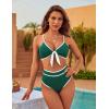 imageBlooming Jelly Womens High Waisted Bikini Set Tie Knot High Rise Two Piece Swimsuits Bathing SuitsNew Colorblock Green