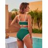 imageBlooming Jelly Womens High Waisted Bikini Set Tie Knot High Rise Two Piece Swimsuits Bathing SuitsNew Colorblock Green
