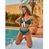 imageBlooming Jelly Womens High Waisted Bikini Set Tie Knot High Rise Two Piece Swimsuits Bathing SuitsNew Colorblock Green