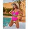imageBlooming Jelly Womens High Waisted Bikini Set Tie Knot High Rise Two Piece Swimsuits Bathing SuitsNew Colorblock Pink