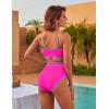 imageBlooming Jelly Womens High Waisted Bikini Set Tie Knot High Rise Two Piece Swimsuits Bathing SuitsNew Colorblock Pink