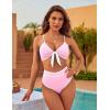 imageBlooming Jelly Womens High Waisted Bikini Set Tie Knot High Rise Two Piece Swimsuits Bathing SuitsNew Light Pink68
