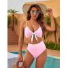imageBlooming Jelly Womens High Waisted Bikini Set Tie Knot High Rise Two Piece Swimsuits Bathing SuitsNew Light Pink68