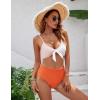imageBlooming Jelly Womens High Waisted Bikini Set Tie Knot High Rise Two Piece Swimsuits Bathing SuitsOrange  Pink