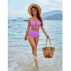 imageBlooming Jelly Womens High Waisted Bikini Set Tie Knot High Rise Two Piece Swimsuits Bathing SuitsPurple