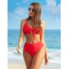 imageBlooming Jelly Womens High Waisted Bikini Set Tie Knot High Rise Two Piece Swimsuits Bathing SuitsRed