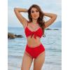 imageBlooming Jelly Womens High Waisted Bikini Set Tie Knot High Rise Two Piece Swimsuits Bathing SuitsRed126