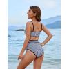 imageBlooming Jelly Womens High Waisted Bikini Set Tie Knot High Rise Two Piece Swimsuits Bathing SuitsStripe Black023
