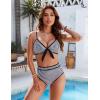 imageBlooming Jelly Womens High Waisted Bikini Set Tie Knot High Rise Two Piece Swimsuits Bathing SuitsStripe Black023