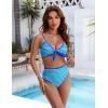 imageBlooming Jelly Womens High Waisted Bikini Set Tie Knot High Rise Two Piece Swimsuits Bathing SuitsStripe Blue Green17