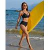 imageBlooming Jelly Womens High Waisted Bikini Sets Color Block Two Piece Swimsuits Ribbed Lace Up Back Bathing SuitsBlack