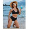 imageBlooming Jelly Womens High Waisted Bikini Sets Color Block Two Piece Swimsuits Ribbed Lace Up Back Bathing SuitsBlack