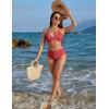 imageBlooming Jelly Womens High Waisted Bikini Sets Color Block Two Piece Swimsuits Ribbed Lace Up Back Bathing SuitsBrick Red