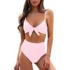 imageBlooming Jelly Womens High Waisted Bikini Set Tie Knot High Rise Two Piece Swimsuits Bathing SuitsLight Pink