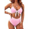 imageBlooming Jelly Womens High Waisted Bikini Set Tie Knot High Rise Two Piece Swimsuits Bathing SuitsNew Light Pink68