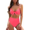 imageBlooming Jelly Womens High Waisted Bikini Set Tie Knot High Rise Two Piece Swimsuits Bathing SuitsWatermelon Red