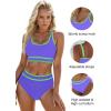 imageBlooming Jelly Womens High Waist Bikini Sets Sporty Color Block Two Piece Swimsuits Scoop Neck Cheeky Bathing SuitsLight Purple