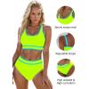 imageBlooming Jelly Womens High Waist Bikini Sets Sporty Color Block Two Piece Swimsuits Scoop Neck Cheeky Bathing SuitsNeon Green