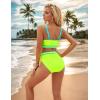 imageBlooming Jelly Womens High Waist Bikini Sets Sporty Color Block Two Piece Swimsuits Scoop Neck Cheeky Bathing SuitsNeon Green