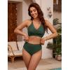 imageBlooming Jelly Womens High Waisted Bikini Sets Criss Cross Two Piece Swimsuits Color Block Full Coverage Bathing SuitsArmy Green