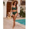 imageBlooming Jelly Womens High Waisted Bikini Sets Criss Cross Two Piece Swimsuits Color Block Full Coverage Bathing SuitsArmy Green