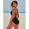 imageBlooming Jelly Womens High Waisted Bikini Sets Criss Cross Two Piece Swimsuits Color Block Full Coverage Bathing SuitsBlack