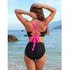 imageBlooming Jelly Womens High Waisted Bikini Sets Criss Cross Two Piece Swimsuits Color Block Full Coverage Bathing SuitsBlack Pink