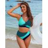 imageBlooming Jelly Womens High Waisted Bikini Sets Criss Cross Two Piece Swimsuits Color Block Full Coverage Bathing SuitsGreen