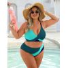 imageBlooming Jelly Womens High Waisted Bikini Sets Criss Cross Two Piece Swimsuits Color Block Full Coverage Bathing SuitsGreen