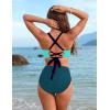 imageBlooming Jelly Womens High Waisted Bikini Sets Criss Cross Two Piece Swimsuits Color Block Full Coverage Bathing SuitsGreen
