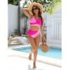 imageBlooming Jelly Womens High Waisted Bikini Sets Criss Cross Two Piece Swimsuits Color Block Full Coverage Bathing SuitsHot Pink