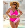 imageBlooming Jelly Womens High Waisted Bikini Sets Criss Cross Two Piece Swimsuits Color Block Full Coverage Bathing SuitsHot Pink