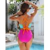 imageBlooming Jelly Womens High Waisted Bikini Sets Criss Cross Two Piece Swimsuits Color Block Full Coverage Bathing SuitsPink Orange