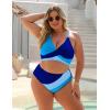 imageBlooming Jelly Womens High Waisted Bikini Sets Criss Cross Two Piece Swimsuits Color Block Full Coverage Bathing SuitsRoyal Blue