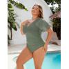 imageBlooming Jelly Womens Plus Size Swimsuit One Piece Bathing Suit Tummy Control Mesh V Neck Maternity SwimwearArmy Green