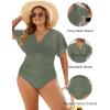 imageBlooming Jelly Womens Plus Size Swimsuit One Piece Bathing Suit Tummy Control Mesh V Neck Maternity SwimwearArmy Green