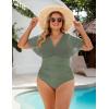 imageBlooming Jelly Womens Plus Size Swimsuit One Piece Bathing Suit Tummy Control Mesh V Neck Maternity SwimwearArmy Green