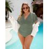 imageBlooming Jelly Womens Plus Size Swimsuit One Piece Bathing Suit Tummy Control Mesh V Neck Maternity SwimwearArmy Green