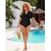 imageBlooming Jelly Womens Plus Size Swimsuit One Piece Bathing Suit Tummy Control Mesh V Neck Maternity SwimwearBlack