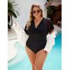imageBlooming Jelly Womens Plus Size Swimsuit One Piece Bathing Suit Tummy Control Mesh V Neck Maternity SwimwearBlack