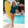 imageBlooming Jelly Womens Plus Size Swimsuit One Piece Bathing Suit Tummy Control Mesh V Neck Maternity SwimwearDark Cyan