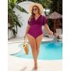 imageBlooming Jelly Womens Plus Size Swimsuit One Piece Bathing Suit Tummy Control Mesh V Neck Maternity SwimwearFuchsia