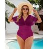 imageBlooming Jelly Womens Plus Size Swimsuit One Piece Bathing Suit Tummy Control Mesh V Neck Maternity SwimwearFuchsia