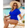 imageBlooming Jelly Womens Plus Size Swimsuit One Piece Bathing Suit Tummy Control Mesh V Neck Maternity SwimwearRoyal Blue