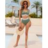 imageBlooming Jelly Women High Waisted Bikini Sets V Neck Tummy Control Swimsuits Color Block Two Piece Bathing SuitArmy Green